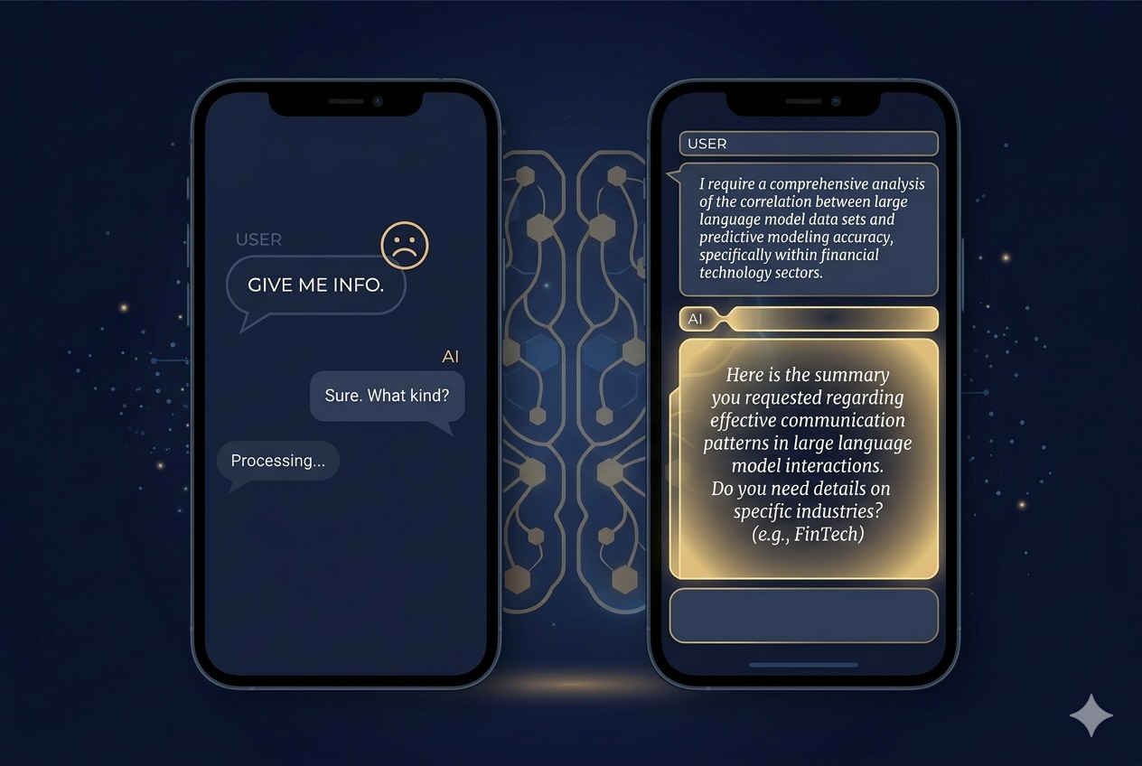 Casual vs Structured AI Prompts — Response Quality Comparison Polite to AI — comparison of casual vs structured prompts showing difference in AI response quality