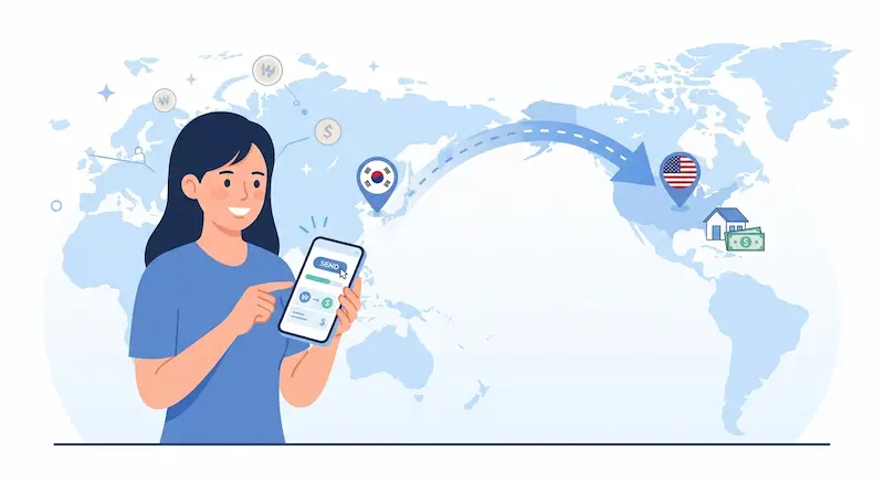 Easy international money transfer process using a Korea to US money transfer app