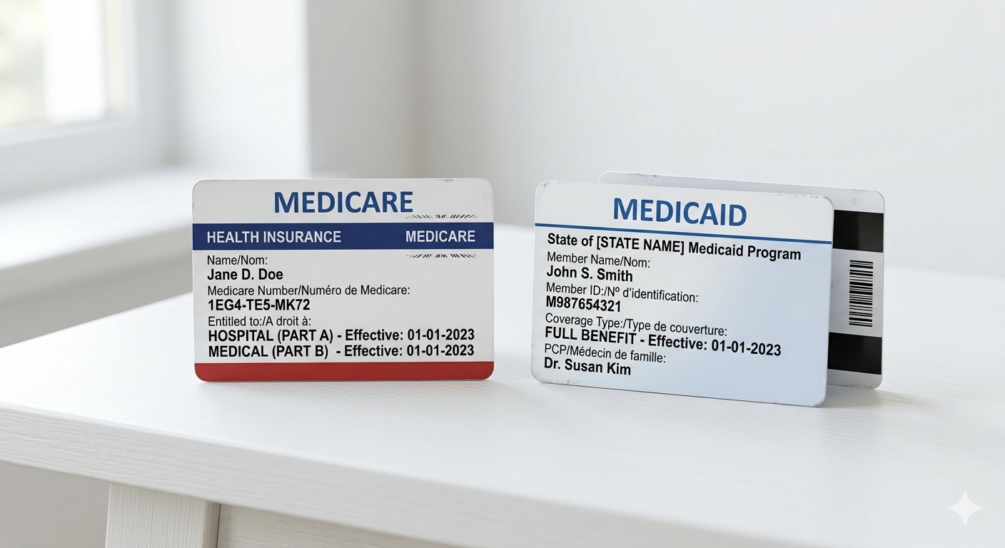 Medicare and Medicaid cards comparison