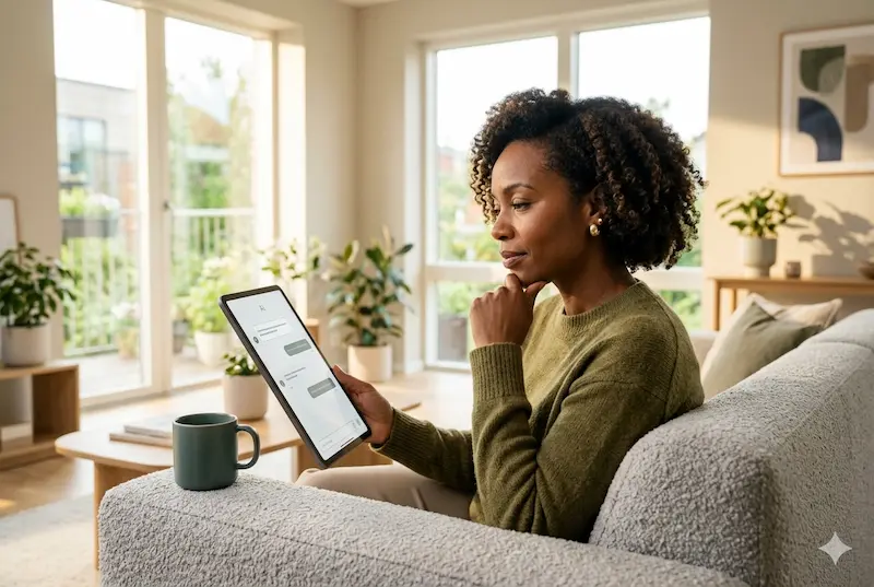 블로그 글쓰기에 어떤 AI를 선택할지 고민하는 여성