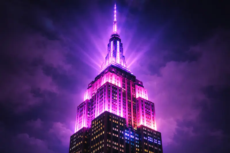 NYC iconic landmark night illumination