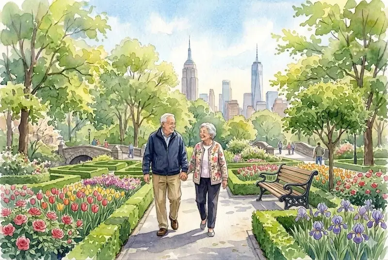 Conservatory Garden in Central Park NYC – a quiet formal garden with flowers and benches