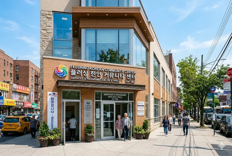 뉴욕 한인 시니어 센터 — 뉴욕 퀸즈 플러싱 한인 시니어 센터 건물 외관
