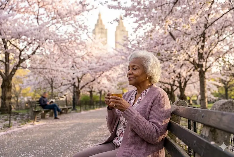cherry blossoms NYC spring senior