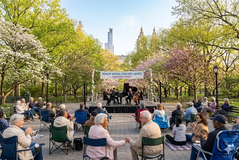 free outdoor concert NYC seniors spring