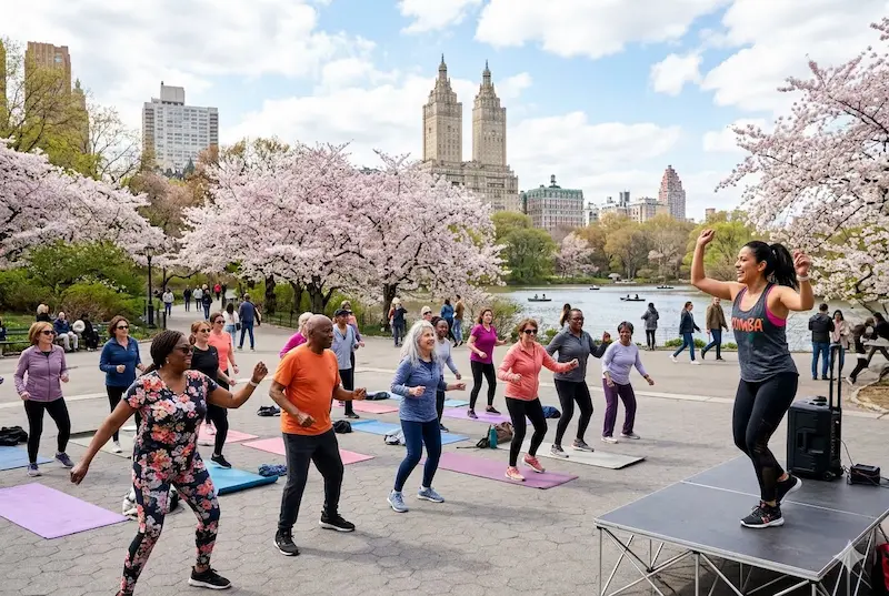 free senior fitness class NYC park spring