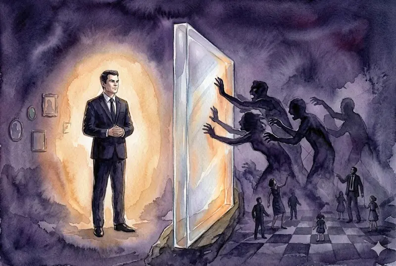 다크 트라이어드로부터 자신을 보호하는 경계 설정 수채화 일러스트