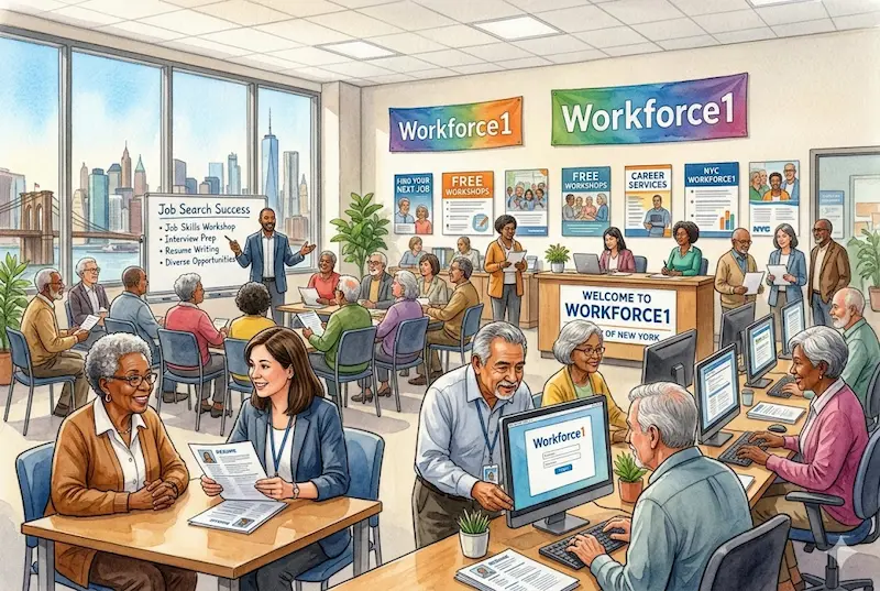 NYC Workforce1 Career Center helping seniors with job search and resume support in New York City 2026