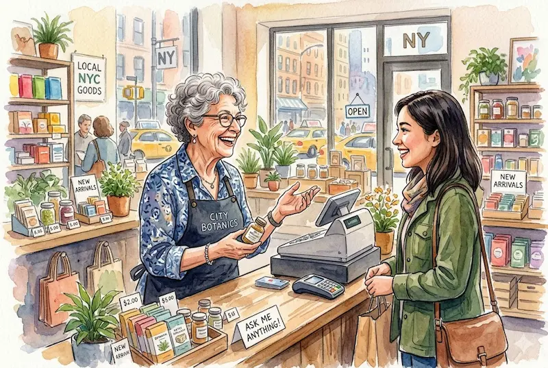 part-time jobs for seniors in NYC — older woman working at retail counter
